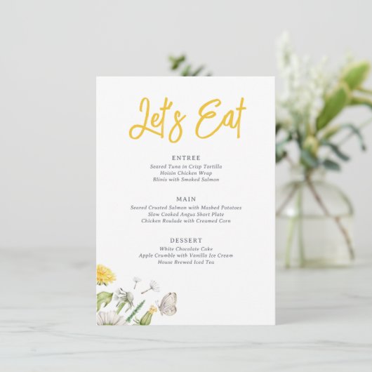 Wildflower Dandelion Garden Wedding Menu (Staand voorkant)