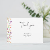Wildflower dank je baby shower bedankkaart (Staand voorkant)