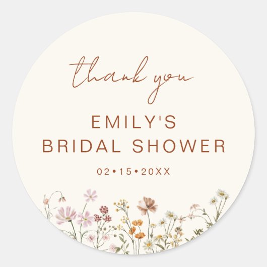Wildflower dank u Vrijgezellenfeest in bloei Ronde Sticker (Voorkant)