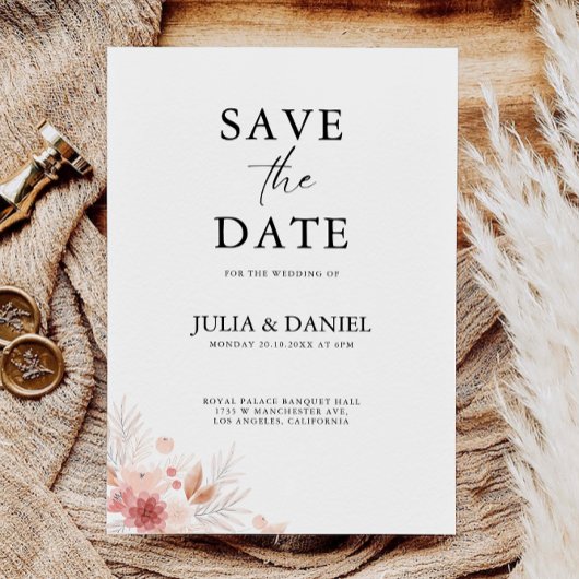 Wildflower De datum opslaan Sjabloon Kaart