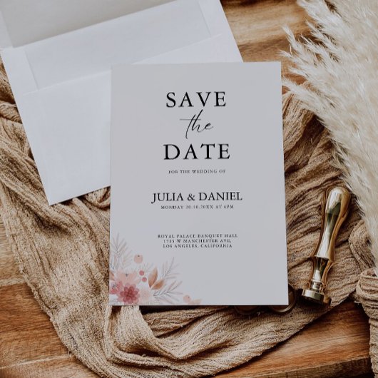 Wildflower De datum opslaan Sjabloon Kaart