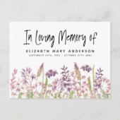 Wildflower Deel een Memory Funeral Attendance Kaar Briefkaart (Achterkant)