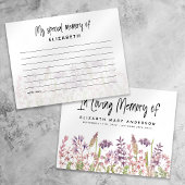 Wildflower Deel een Memory Funeral Attendance Kaar Briefkaart