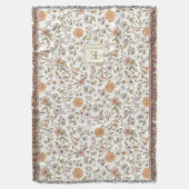 Wildflower Dekenkussen Met Naam en Monogram Deken (Voorkant Verticaal)
