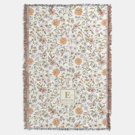 Wildflower Dekenkussen Met Naam en Monogram Deken