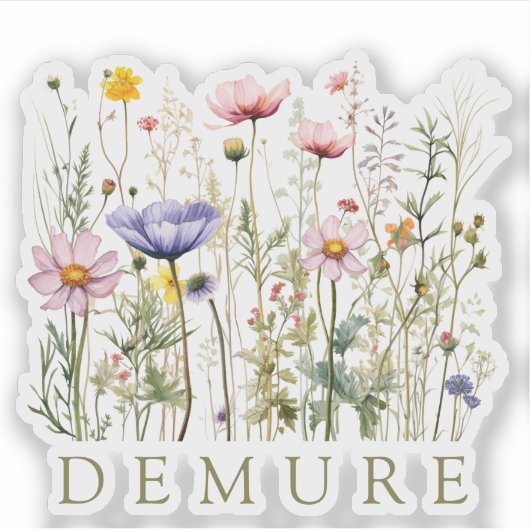 Wildflower Demure Aangepaste naam Sticker (Voorkant)
