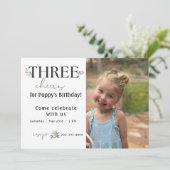Wildflower derde verjaardag uitnodiging (Staand voorkant)