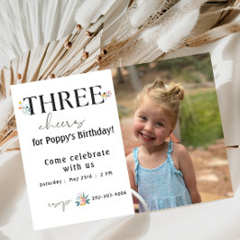 Wildflower derde verjaardag uitnodiging