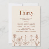 Wildflower Dertig Beige Terracotta 30e Verjaardag Kaart (Voorkant)