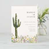 Wildflower Desert Cactus Wedding Kaart (Staand voorkant)