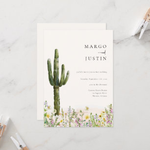 Wildflower Desert Cactus Wedding Kaart