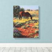 Wildflower Desert Grazing Horse Art Canvas Afdruk (Insitu (Houten vloer))