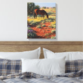 Wildflower Desert Grazing Horse Art Canvas Afdruk (Insitu (Slaapkamer))