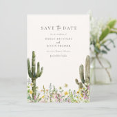 Wildflower Desert Wedding Photo Sla de datum op Kaart (Staand voorkant)