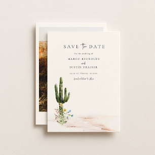 Wildflower Desert Wedding Photo Sla de datum op Kaart