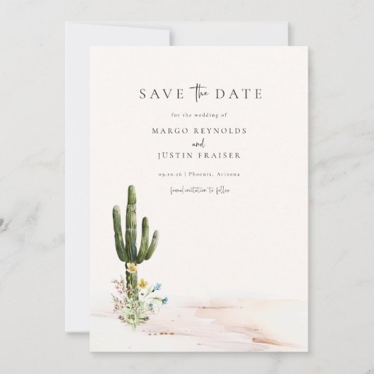 Wildflower Desert Wedding Photo Sla de datum op Kaart (Voorkant)