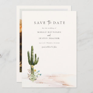 Wildflower Desert Wedding Photo Sla de datum op Kaart