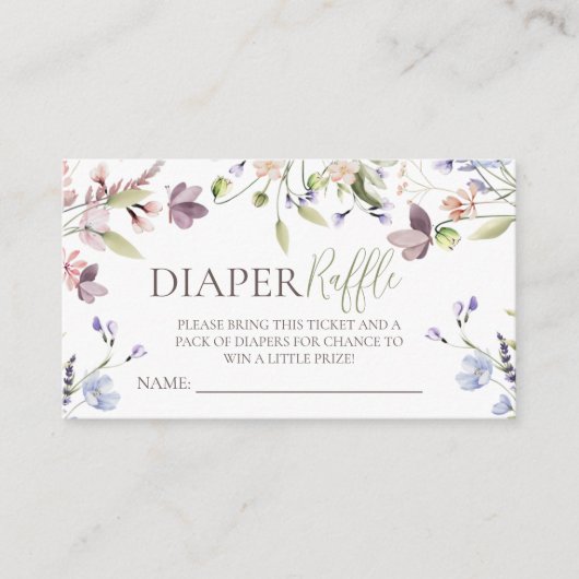 Wildflower Diaper Raffle Insert Informatiekaartje (Voorkant)