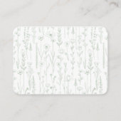 Wildflower Display Shower Baby Shower Card – Sage Informatiekaartje (Achterkant)