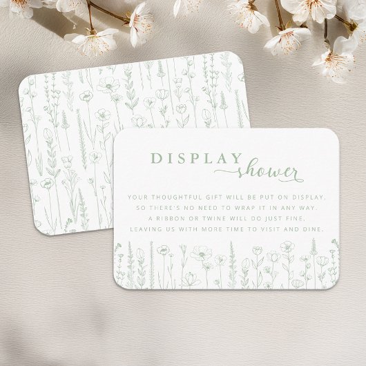 Wildflower Display Shower Baby Shower Card – Sage Informatiekaartje