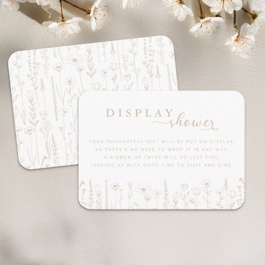 Wildflower Display Shower Baby Shower Card – Taupe Informatiekaartje