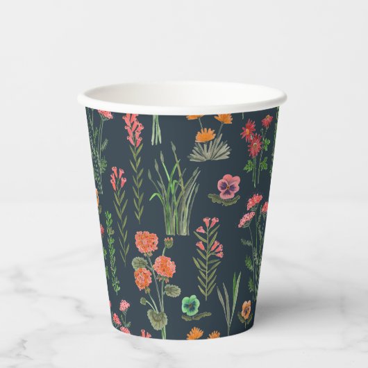 Wildflower donkerblauw Vrijgezellenfeest Papieren Bekers (Voorkant)