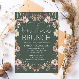 Wildflower donkergroen bruids brunch Vrijgezellenf Kaart
