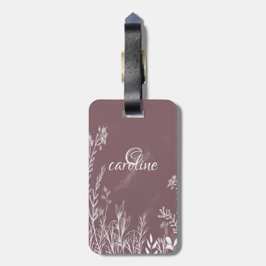 Wildflower Doodles Monogram Bagagelabel (Achterkant verticaal)