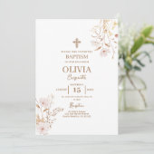 Wildflower Doop Meisje Kaart (Staand voorkant)
