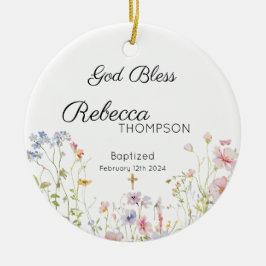 Wildflower Doop Meisje Keramisch Ornament