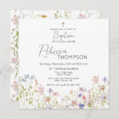 Wildflower doop meisje uitnodiging (Voorkant / Achterkant)