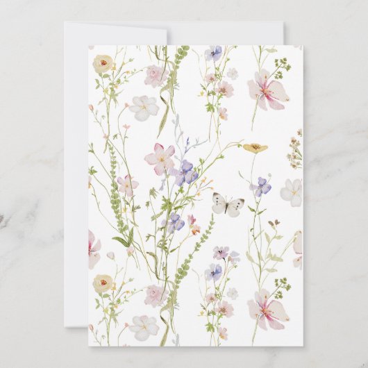 Wildflower doop meisje uitnodiging (Achterkant)