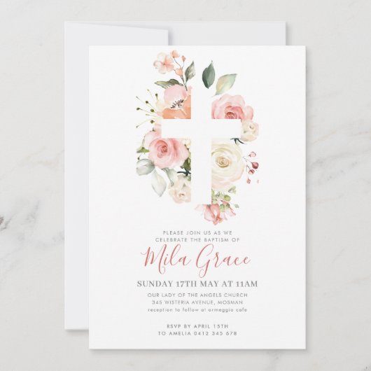 Wildflower doop uitnodiging meisje (Voorkant)