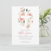 Wildflower doop uitnodiging meisje (Staand voorkant)