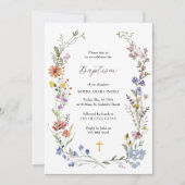 Wildflower Doop Uitnodiging Sjabloon Doop (Voorkant)