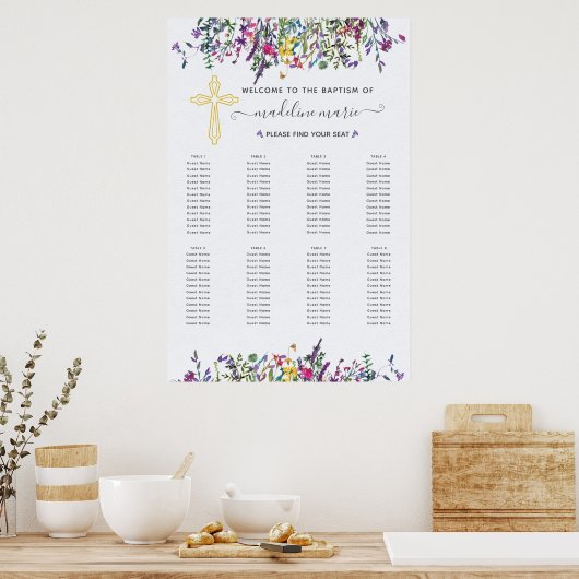 Wildflower Doopsel Tafel Zittabel Grafiek Poster (Keuken)
