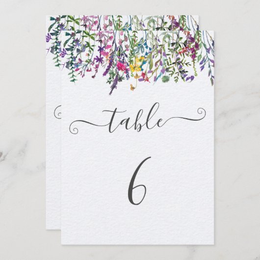 Wildflower Doopsel Zitting Grafiek Tafelnummer (Voorkant / Achterkant)