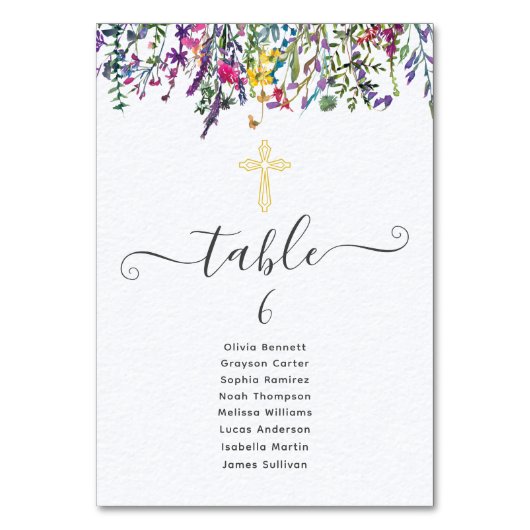 Wildflower Doopsel Zitting Grafiek Tafelnummer (Voorkant)