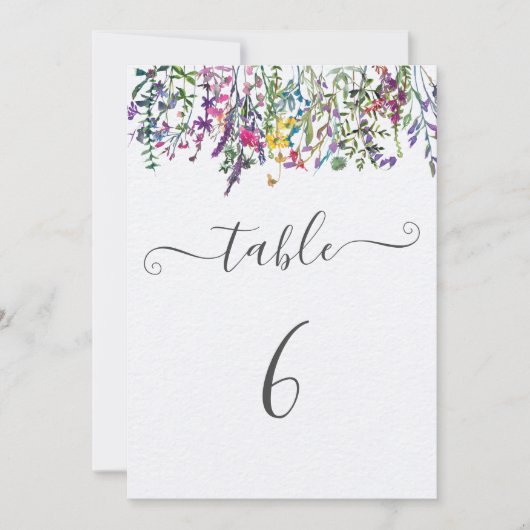 Wildflower Doopsel Zitting Grafiek Tafelnummer (Voorkant)