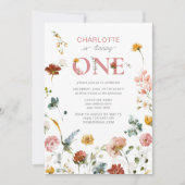 Wildflower Draaien Een 1e Verjaardag Bloemmeisje Kaart (Voorkant)