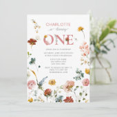 Wildflower Draaien Een 1e Verjaardag Bloemmeisje Kaart (Staand voorkant)
