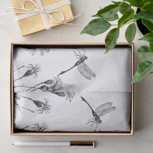 Wildflower Dragonfly Decoupage Craft Daisy Sketch Tissuepapier (Geschenk)