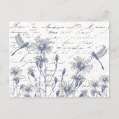 Wildflower Dragonfly Frans Script Briefkaart (Voorkant)
