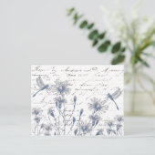Wildflower Dragonfly Frans Script Briefkaart (Staand voorkant)
