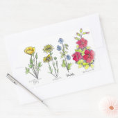 Wildflower Drawing Black Ink Pen Waterverf Art Rechthoekige Sticker (Envelop)