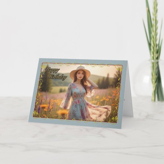 Wildflower Dreams Verjaardag Kaart van de vrouw (Voorkant)