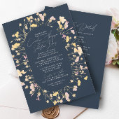 Wildflower Dubbele boog Marine RSVP QR Code Bruilo Kaart