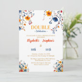 Wildflower dubbele gezamenlijke verjaardag viering kaart (Staand voorkant)