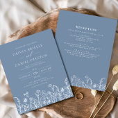 Wildflower Dusty Blue Botanical Wedding Invitation Flyer