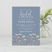 Wildflower Dusty Blue Bridal Shower Kaart (Staand voorkant)